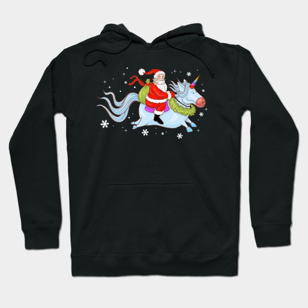 Santa Riding Unicorn Hoodie by DragonTees